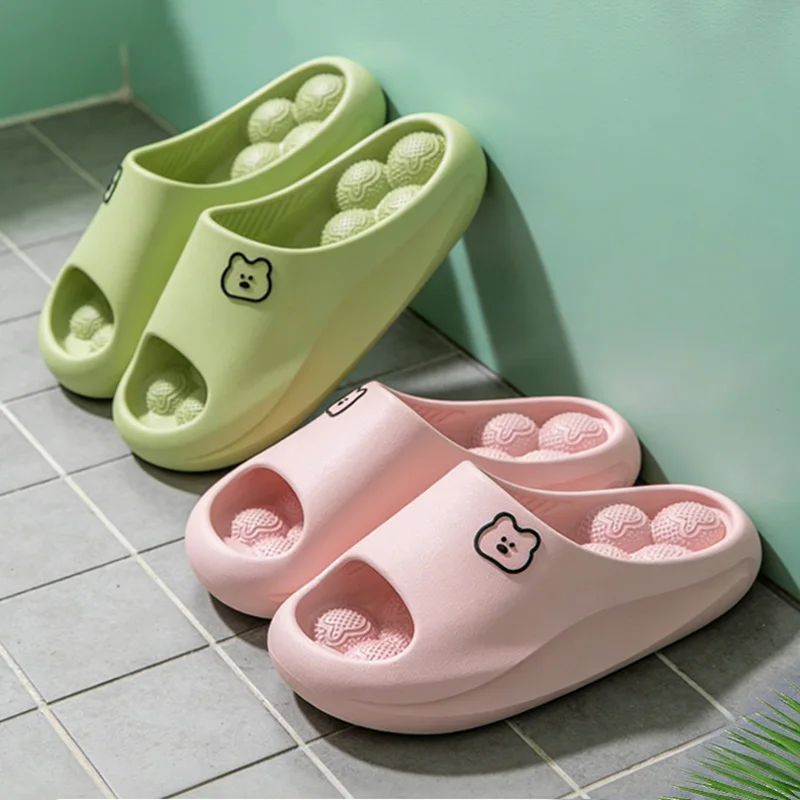 Badezimmer-Massage-Slipper für Damen, bequeme, ausgehöhlte Plateau-Sandalen, weiche, dicke Sohle, Strand-Sandalen für Paare, Sommer – Detail 2