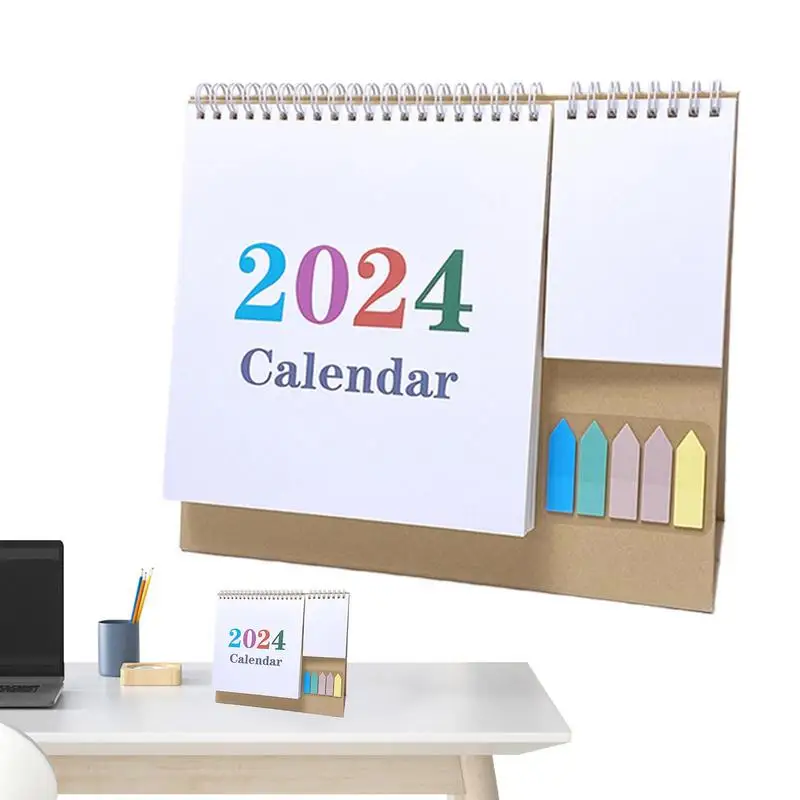 Multifunctional Calendar Desk 2024 Desktop Home Accessory Table Calendar Monthly Memo Paper Small Office Household Standing