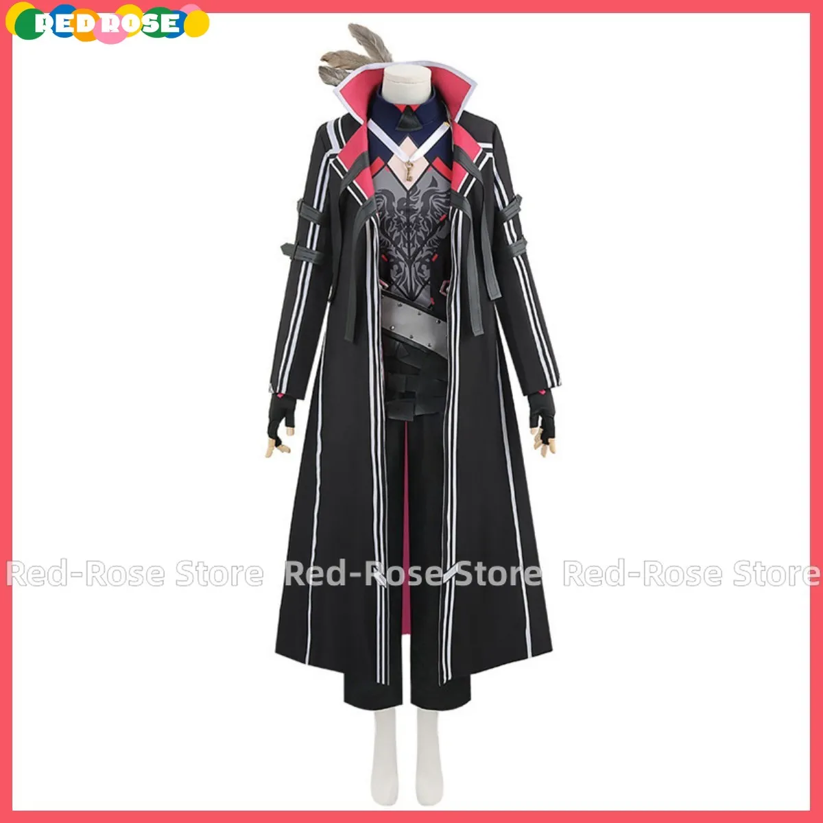 Anime Virtual YouTuber Lauren Iroas Cosplay Costume VTuber Black Long Trench Coat Uniform Full Set Wig Man Woman Christmas Suit