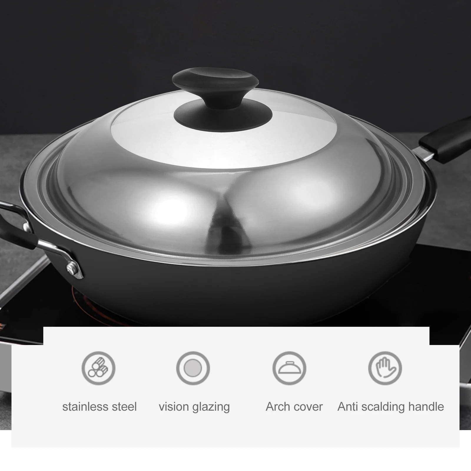 

1Pc Practical Pot Lid Stainless Steel Cooking Accessory Kitchen Tool Ideal for Soup Frying Pans