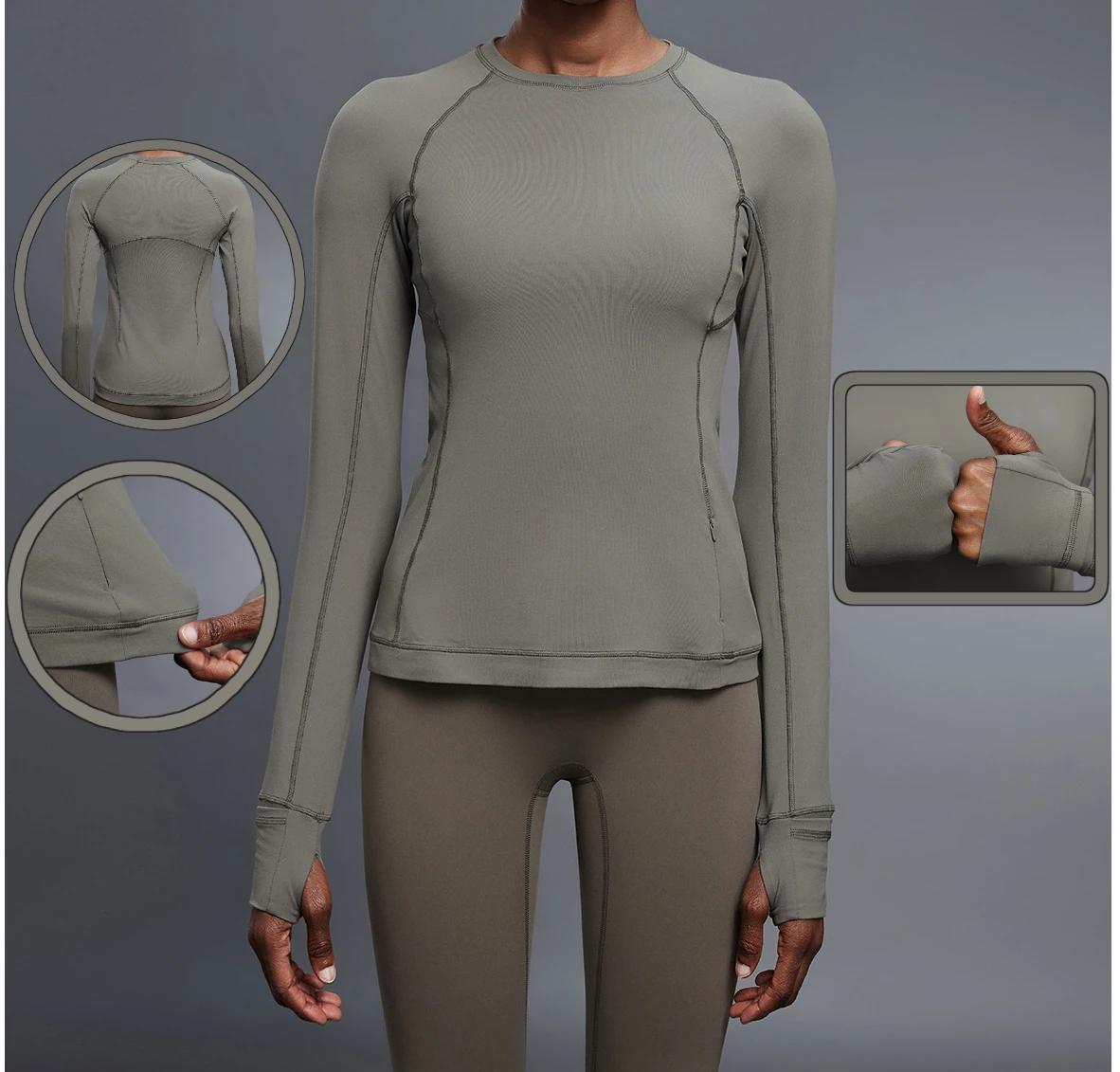 

Womens Sport Form Fitting Long Sleeve T Shirt Stretchy Slim Fit Round Neck Workout Activewear Top for Versatile Yoga and Running