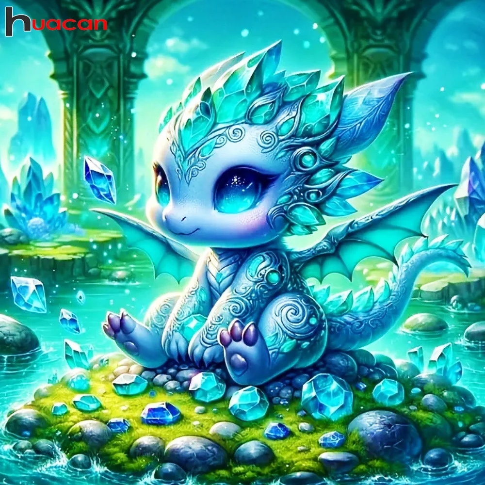 Huacan 5d Diy Diamant Malerei Drachen Kit Volle Mosaik Tier Nette Dekoration Bild Von Strasssteinen