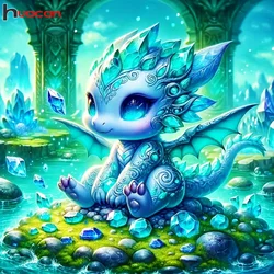 Huacan 5d Diy Diamond Painting Dragon Kit Full Mosaic Animal Cute Home Decoration Picture Of Rhirestones