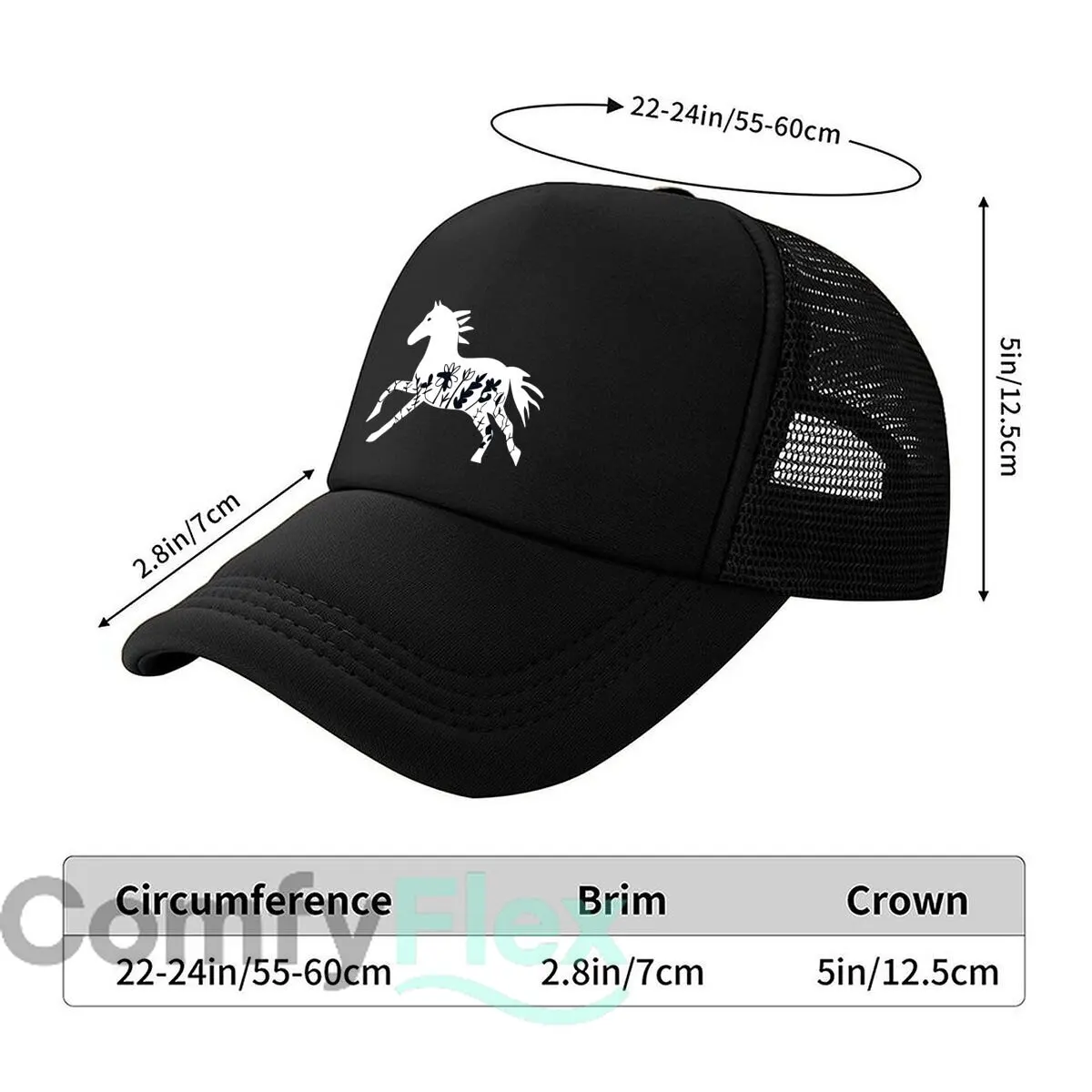 Retro Running Horse _ Unisex Adjustable, All-season, Graphic Pattern, Buckle Closure - INFASHULE 2026 Mesh Baseball Cap