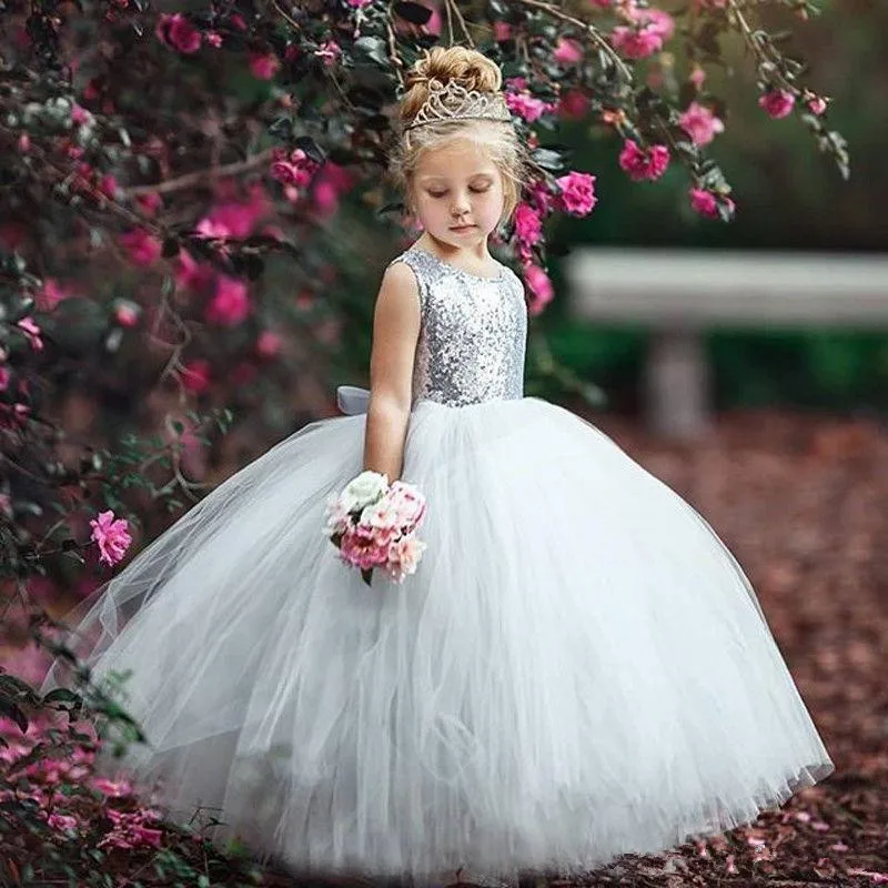 

Flower Girl Dress Bow Fluffy Lace Applique Birthday Gown First Communion Prom Party Formal Wear Events Dress Graduation Banquet