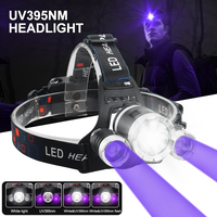 Powerful Headlamp White/UV395nm Light Rechargeable Led headlight 90° Adjustable Torch Outdoor Fishing Hunting Flashlight Lantern