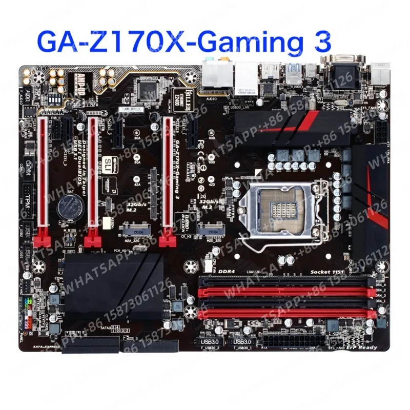 Tarjeta Madre GA-Z170X-Gaming 3, 64GB, LGA 1151, DDR4, ATX, 100% Probada, Funciona Perfectamente