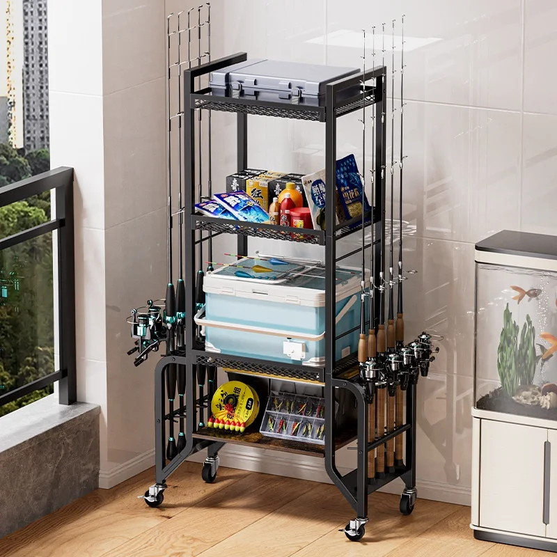 

Современная подвижная металлическая трехслойная стойка для хранения удочек, напольная витрина, тележка, стол для клубного бассейна, гостиной, размещения