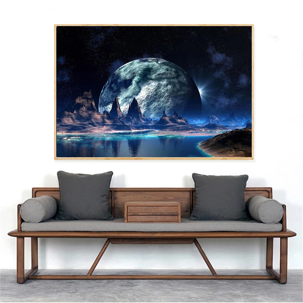 

Space Planet Star Art Wall Poster Universe Earth HD Print Galaxy Stars Canvas Painting Print Wall Pictures for Living Room Decor