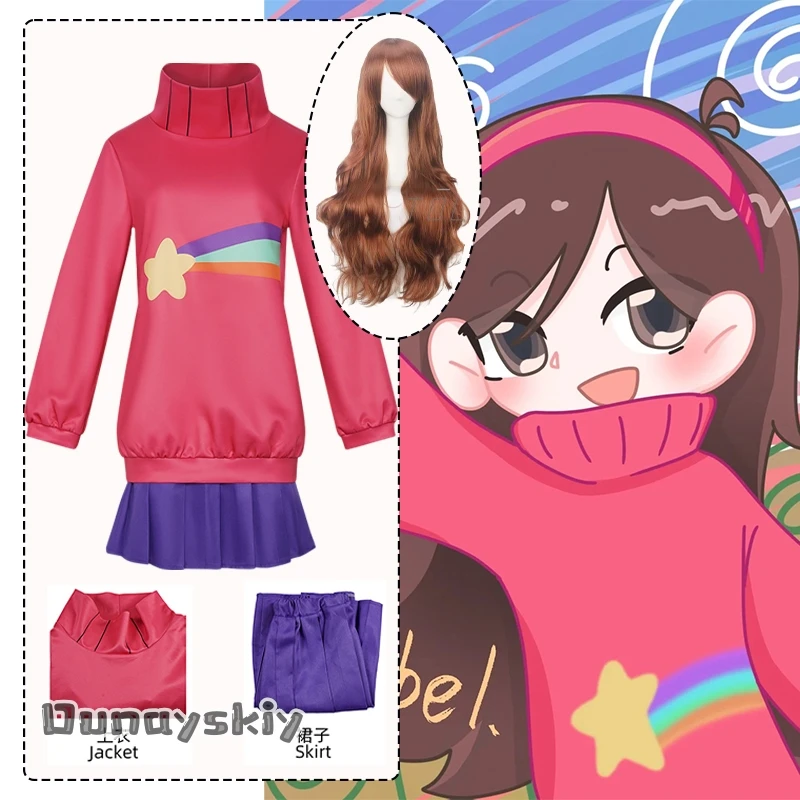 

Mabel Pines Косплей Розовыйkk Топ Юбка Костюм Костюм {Dunayskiy States} Толстовка с радужной звездой для взрослых Мужчины Женщины Топ на Хэллоуин