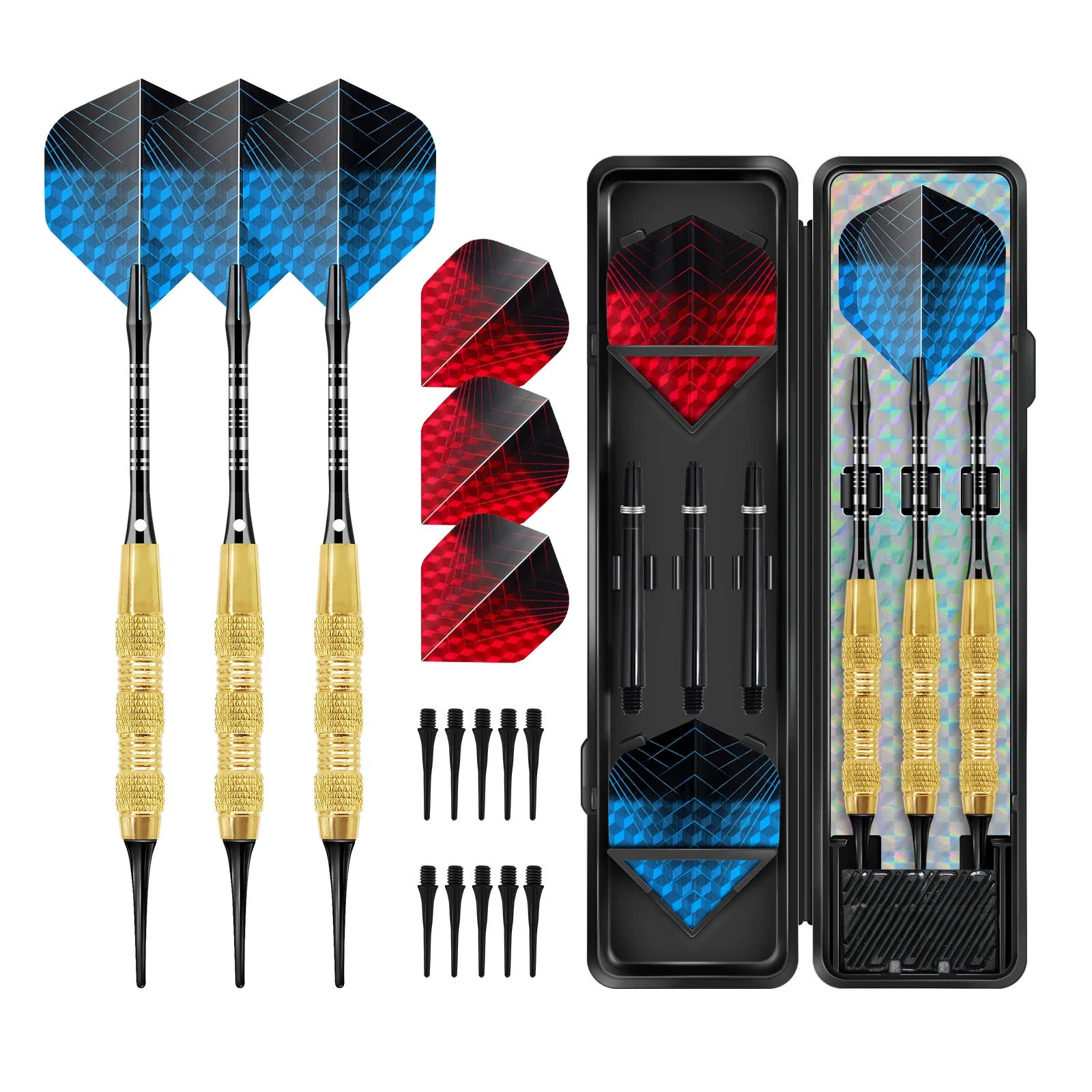 17g Soft 3PCS Dart Set, Anti Slip Groove Texture Iron Dart Body, Golden Festival Atmosphere Theme, Professional and Beautiful