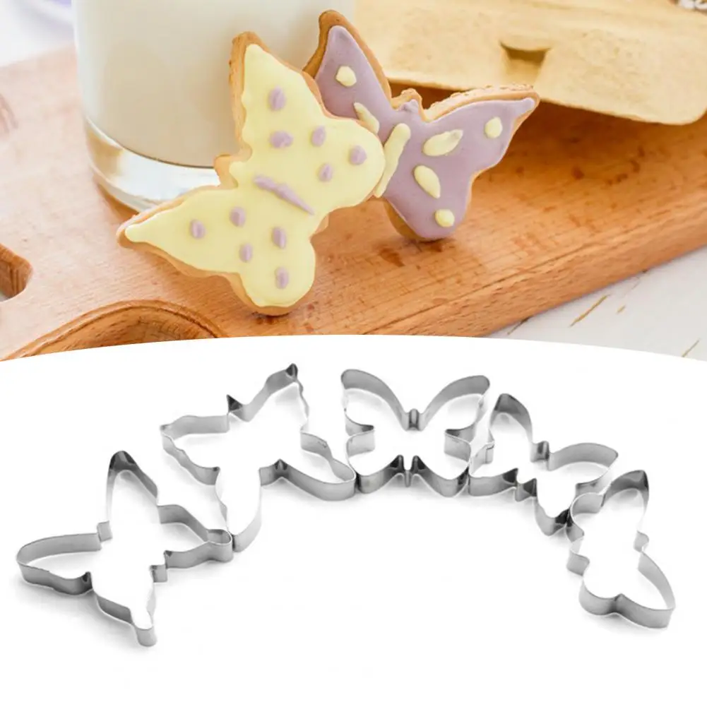 5Pcs 6.2cm Biscuit Molds Handicraft Tool DIY Making Bakeware Stainless Steel Easter Butterfly Cake Cookies Molds Bakery Supplies