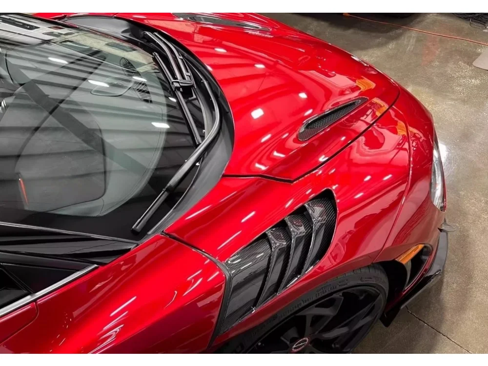 تستخدم لـ McLaren 720S كوبيه ألياف الكربون الجافة R-style طقم هيكل واقي الطين الأمامي للتبريد