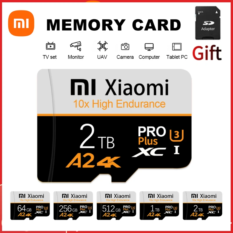 샤오미 고속 메모리 카드, 휴대폰용 마이크로 Tarjeta SD 카드, 2TB, 1TB, C 10 SD 카드, 128GB, 256GB, 512GB, V60 A2 플래시 메모리 카드, 128GB