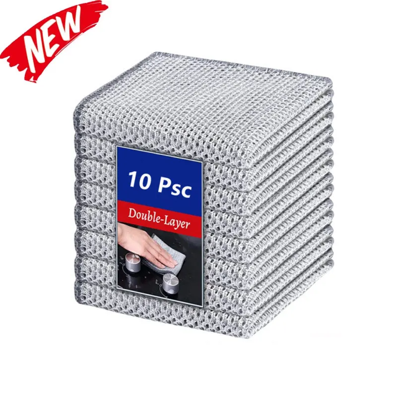 10 قطعة أطباق أسلاك الفولاذ متعددة الأغراض غير قابلة للخدش قابلة لإعادة الاستخدام تنظيف الملابس خالية من الرائحة فرك الملابس للأطباق تجهيزات المطابخ المطبخ