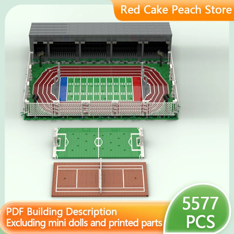 

City Street View Model MOC Building Bricks School Sports Court Modular Technology Children Holiday Gifts Assemble Toys Suit