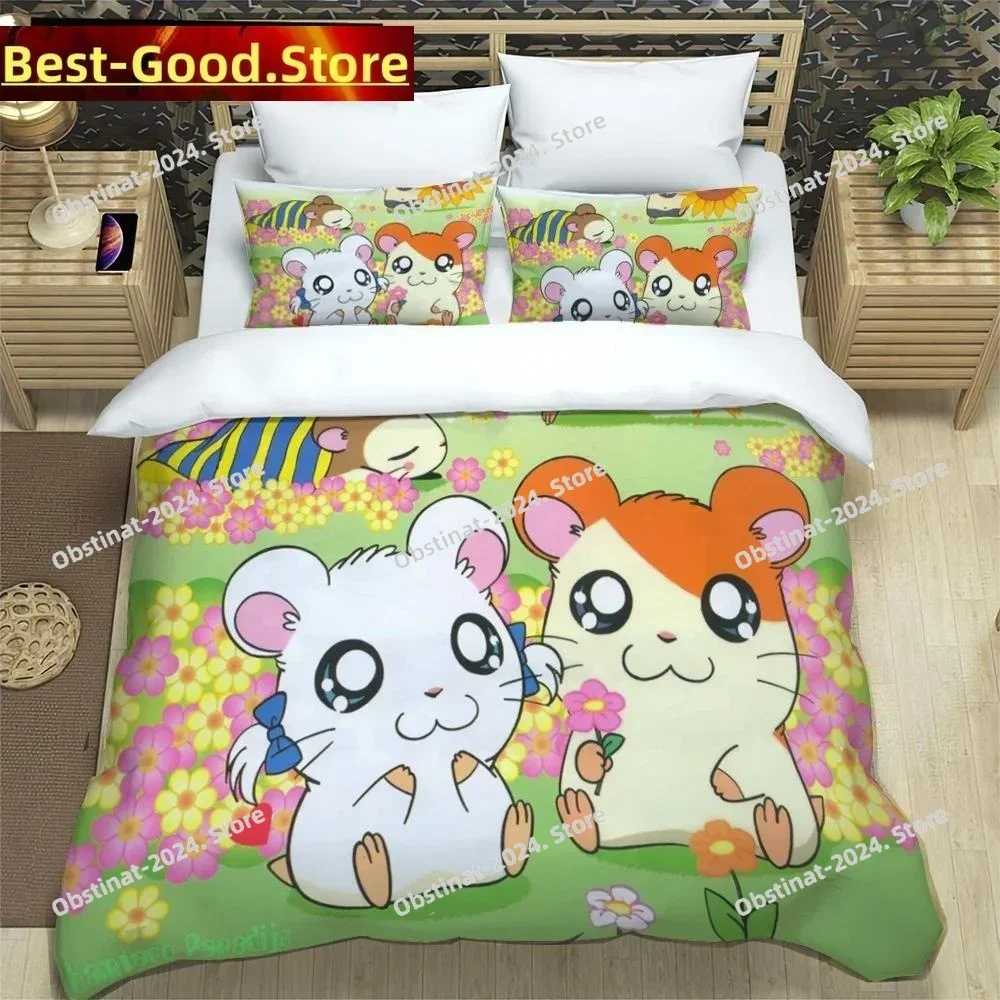 

3D Printing Cartoon Lovely Hamtaro Printed Bed Set Duvet Cover Pillowcase Bedding Set Bed Linen Sheet Quilt Cover Full King Size
