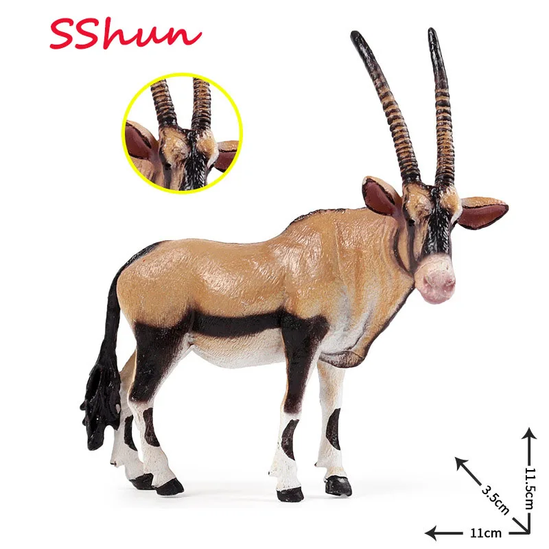 11*3.5*11.5CM solid static simulation wild animal world model South Africa sword antelope Tibetan antelope boy toy ornament