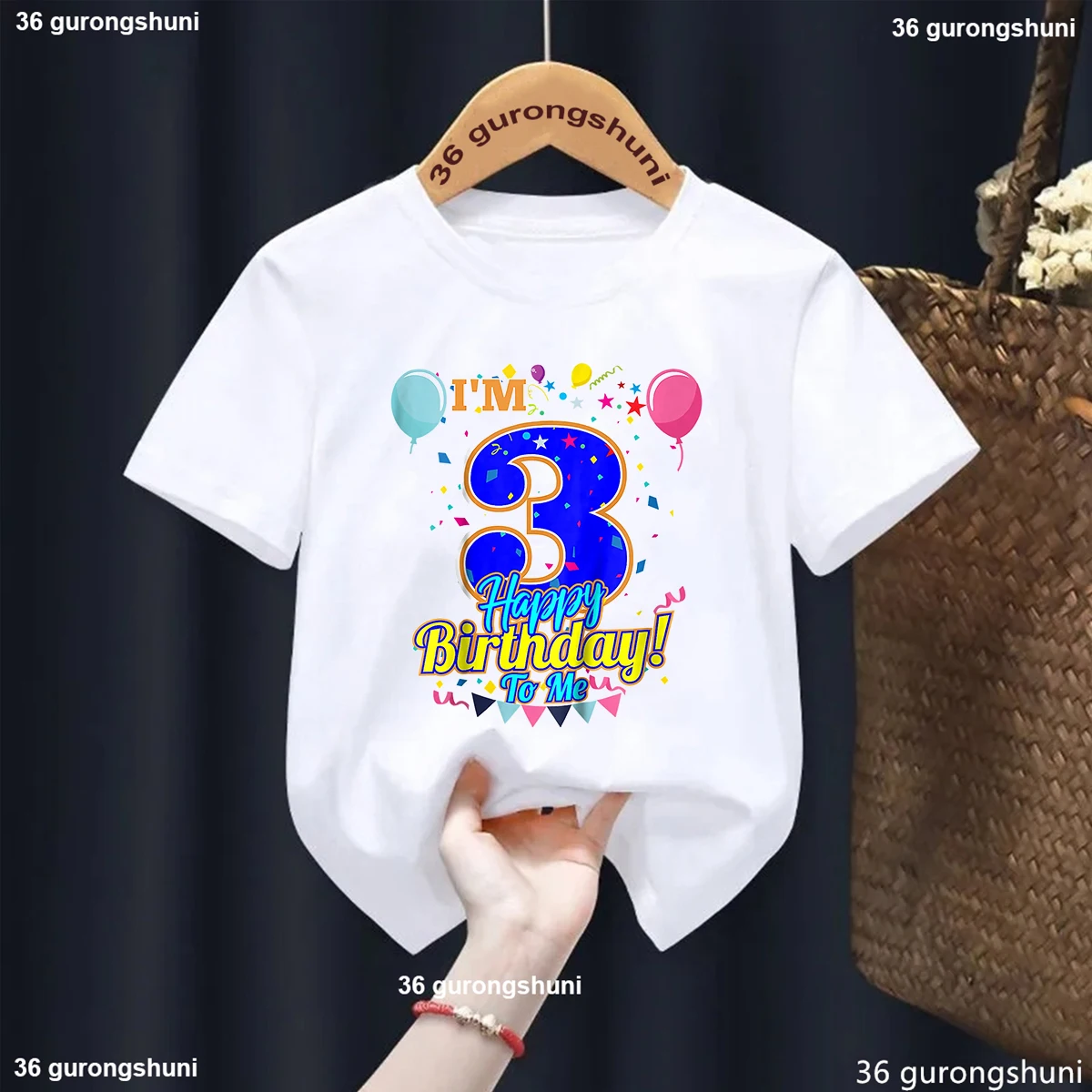 I Am 4th/3th Happy Birthday To Me Graphic Print Tshirt Girls/Boys Funny Kids Clothes Summer Fashion Short Sleeve T-Shirt