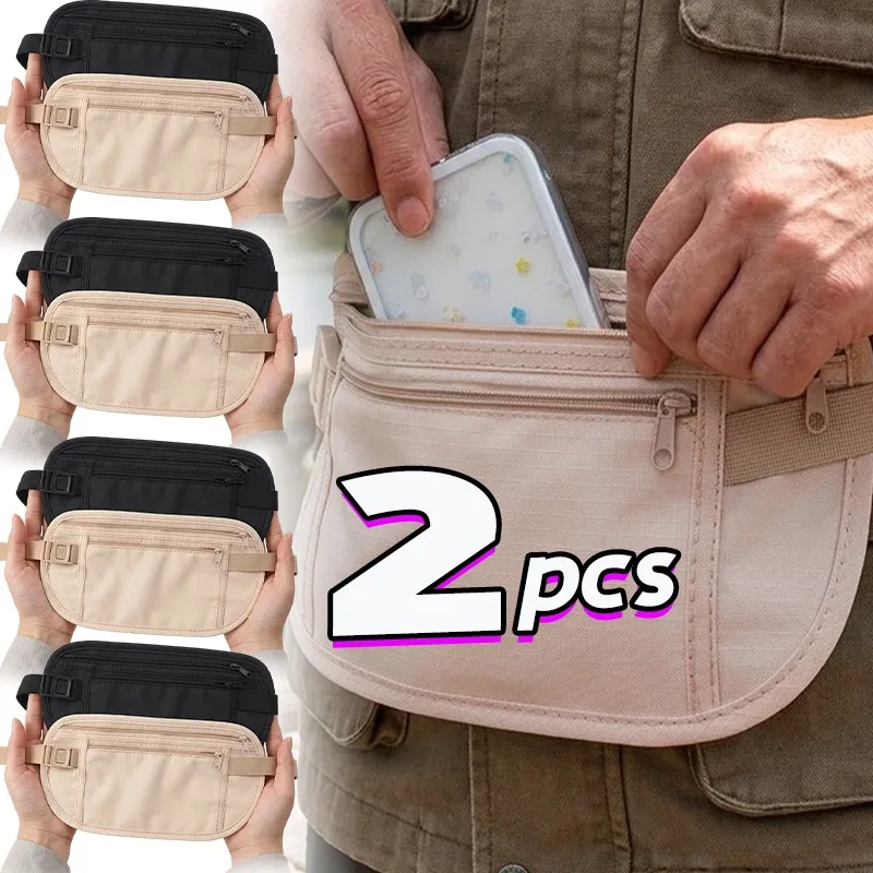 Running Waist Bag Double Layer Concealed Fanny Pack Slim Anti Theft Travel Money Belt Waterproof Belt Bag for Sports Men Women