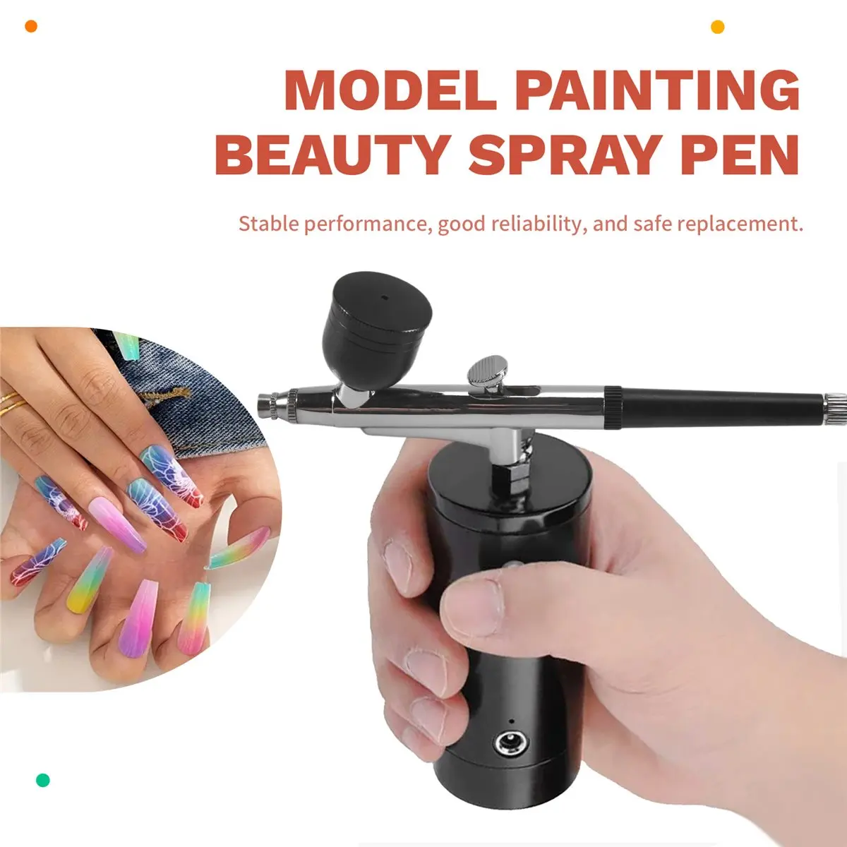 A64Z!! Portable Single Action Airbrush 0.3mm Nozzles Spray Airbrush Pen for Model Cake Nail Car Painting Beauty Inkjet-Black