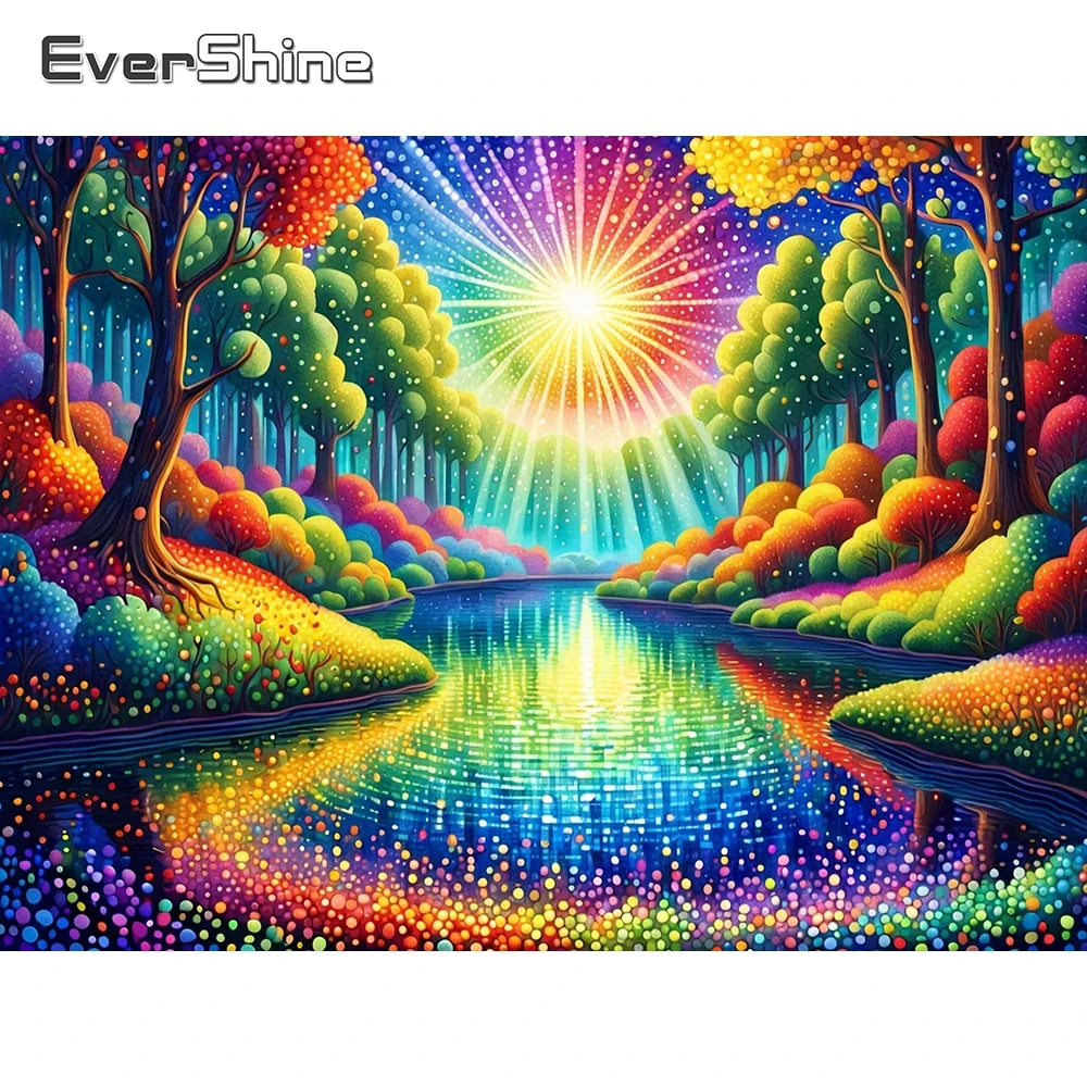 

Алмазная вышивка EverShine: Картина-мозаика с мультяшным деревом и солнцем, полный квадратный набор, DIY, стразы, новинка, для детского творчества