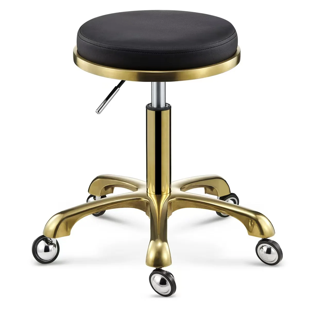 

Hot Sale Rotatable Bar Stool High Quality Steel Pulley Round Stool with Massage Feature for Spa and Barber Shop