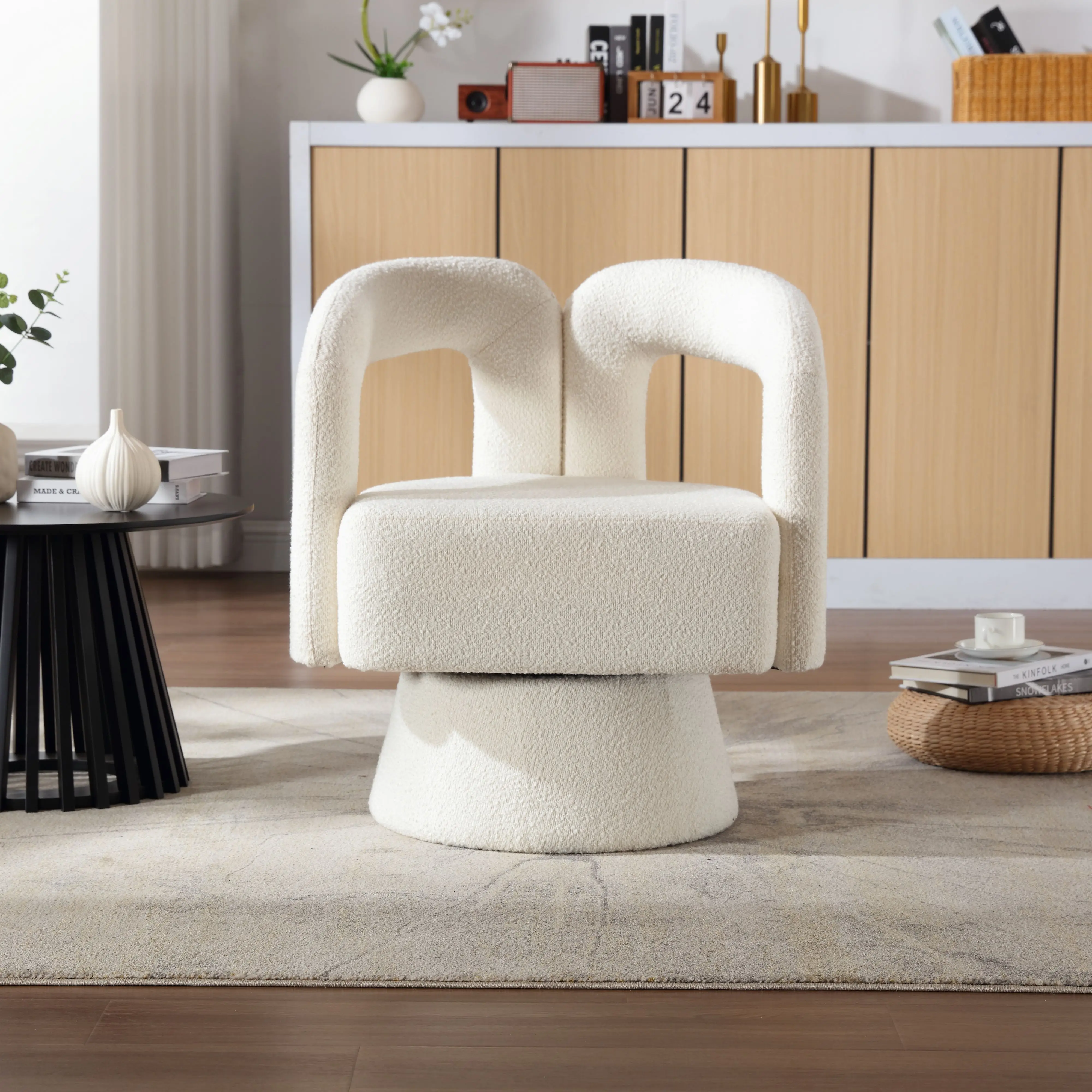 LVHOM Moderne 360 °   Chaise de loisirs pivotante, coussin de siège souple avec accoudoir, adapté au salon, au bureau et à la réception