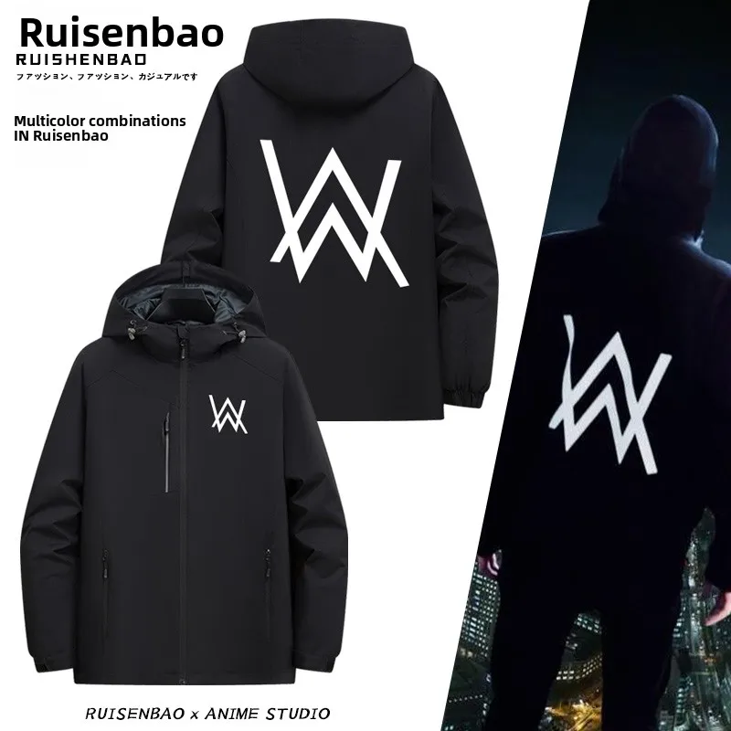 

Alan Walker Global Tour Memorial Jaet Outdoor Windproof Polyester Hooded Zipper Closure Long Sve Youth Stand Fit ...