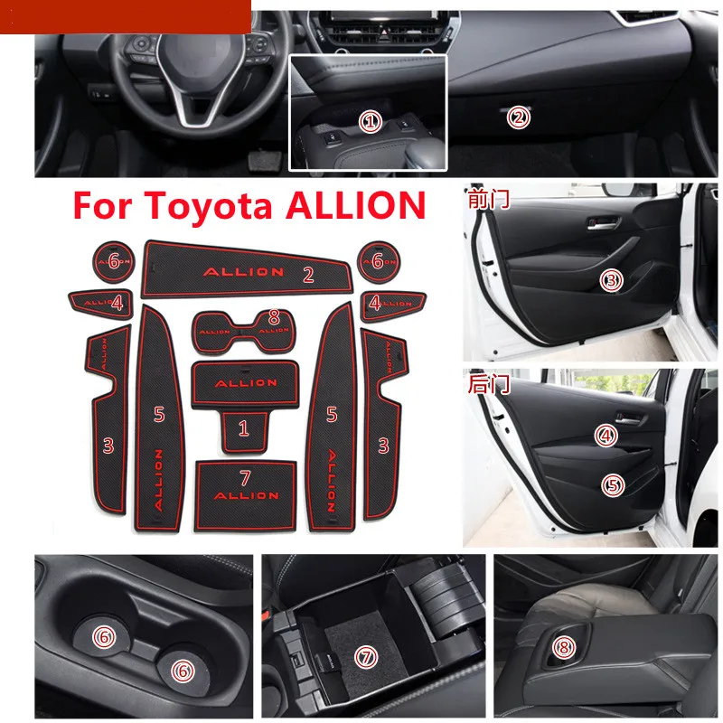 For Toyota ALLION  Lnterior Anti Slip Mat Door Slot Pad Cup Cushion Groove Pad Car Accessories