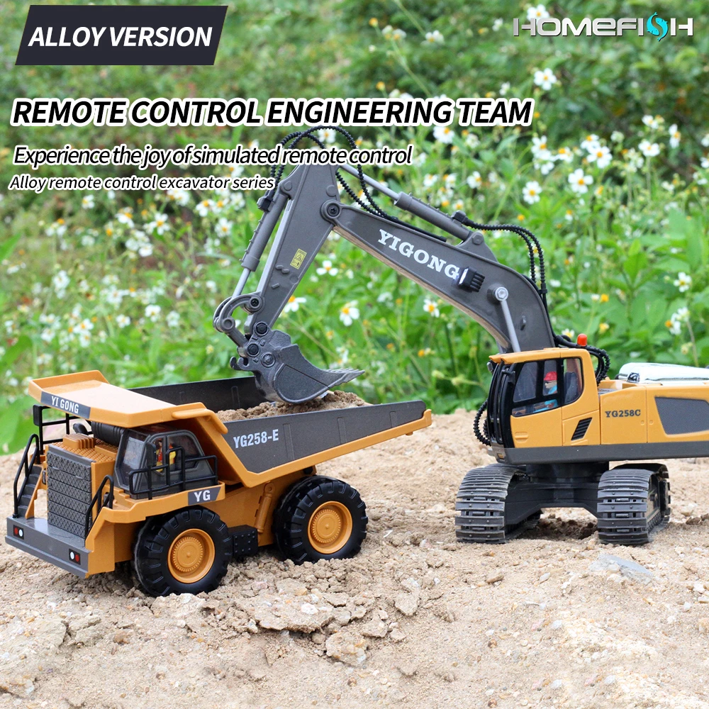 Escavadeira rc carro brinquedos de controle remoto carro brinquedos para meninos rádio controle escavadeira caminhão basculante bulldozer carro elétrico crianças brinquedos presente