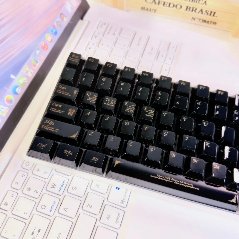 Spot black ceramic keycaps small full set of original high PBT customized DIY mechanical keyboard