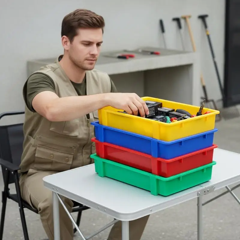 1PCS Thickened Plastic Lithium Battery Storage Box For 18650 Cells - Divided Transport And Turnover Tray