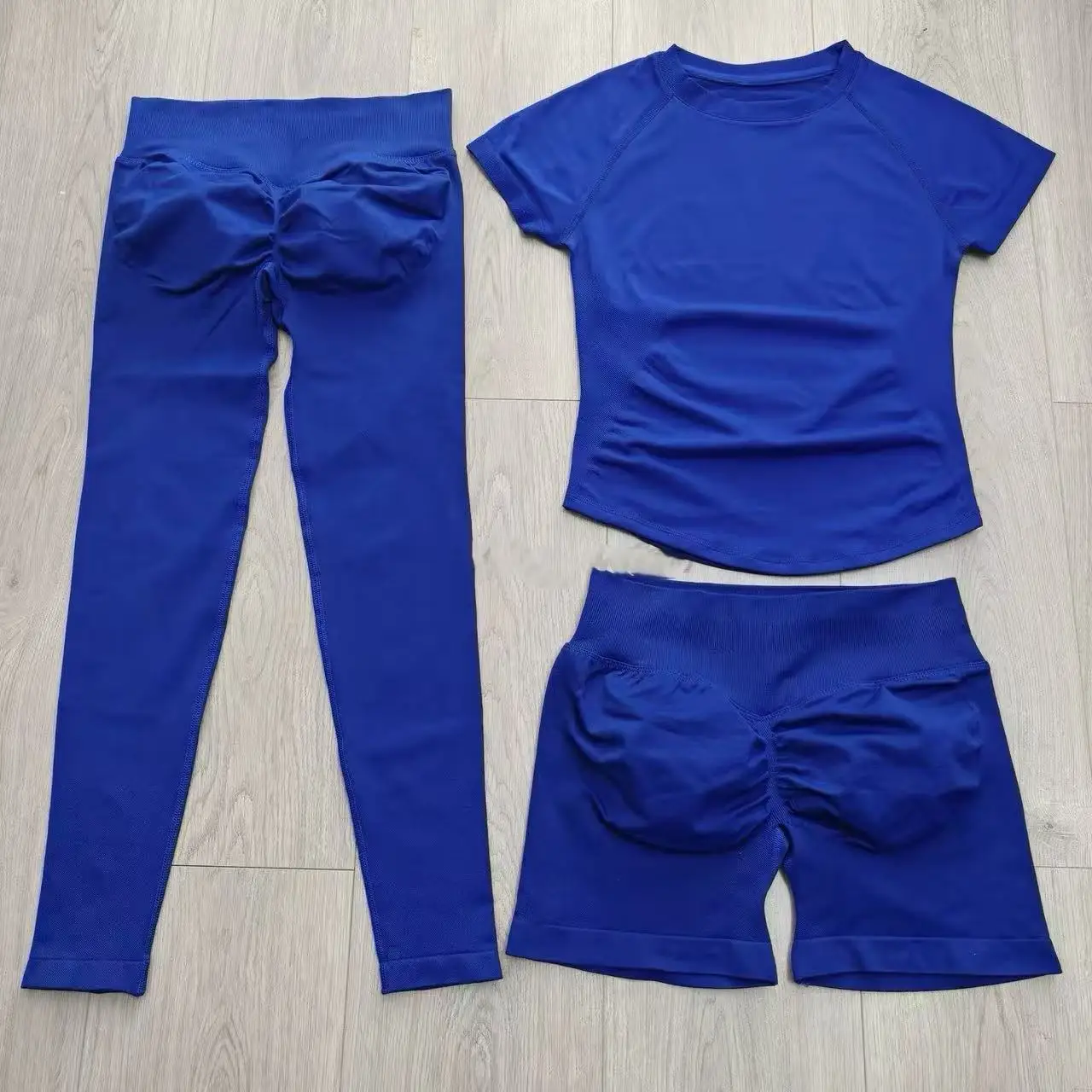2 Pcs Sports Gym Sets Short Sleeve Seamless Yoga Clothing Fitness Set Women Workout Running Sports Pants Leggings Suit