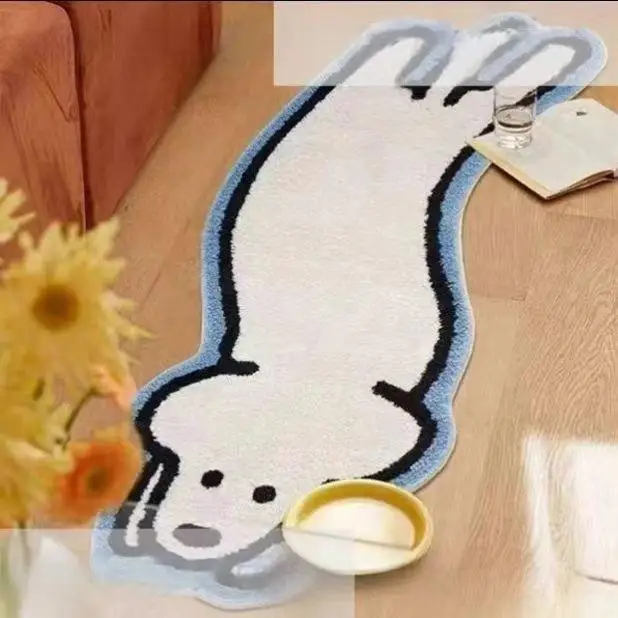 VIKAMA Teppich mit Cartoon-Tiermuster, Heimdekoration, rutschfester und schmutzabweisender Nachttisch- und Sofatisch, leicht zu pflegende Bodenmatte