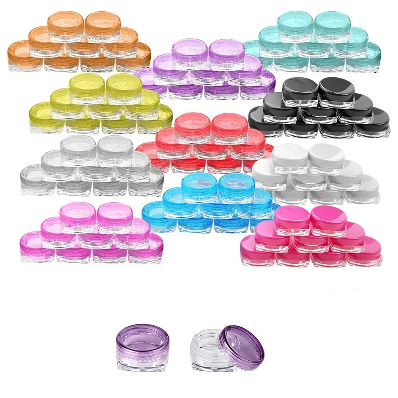 

30Pcs 3g/5g Square Shape Cosmetic Jars Plastic Sample Pots Travel Containers for Eye Shadow Lip Balm Nails Powder Jewelry Creams