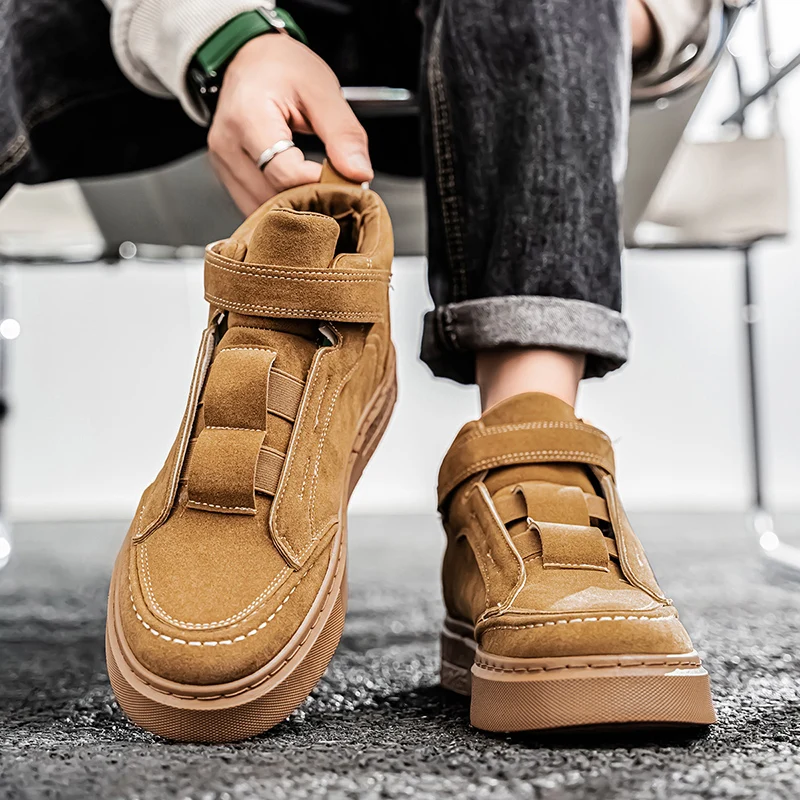 

Shoes for Men Fashionable Suede High Top Casual Sneaker Outdoor Comfortable Non-slip Wear-resistant Men Short Boots Botas Hombre