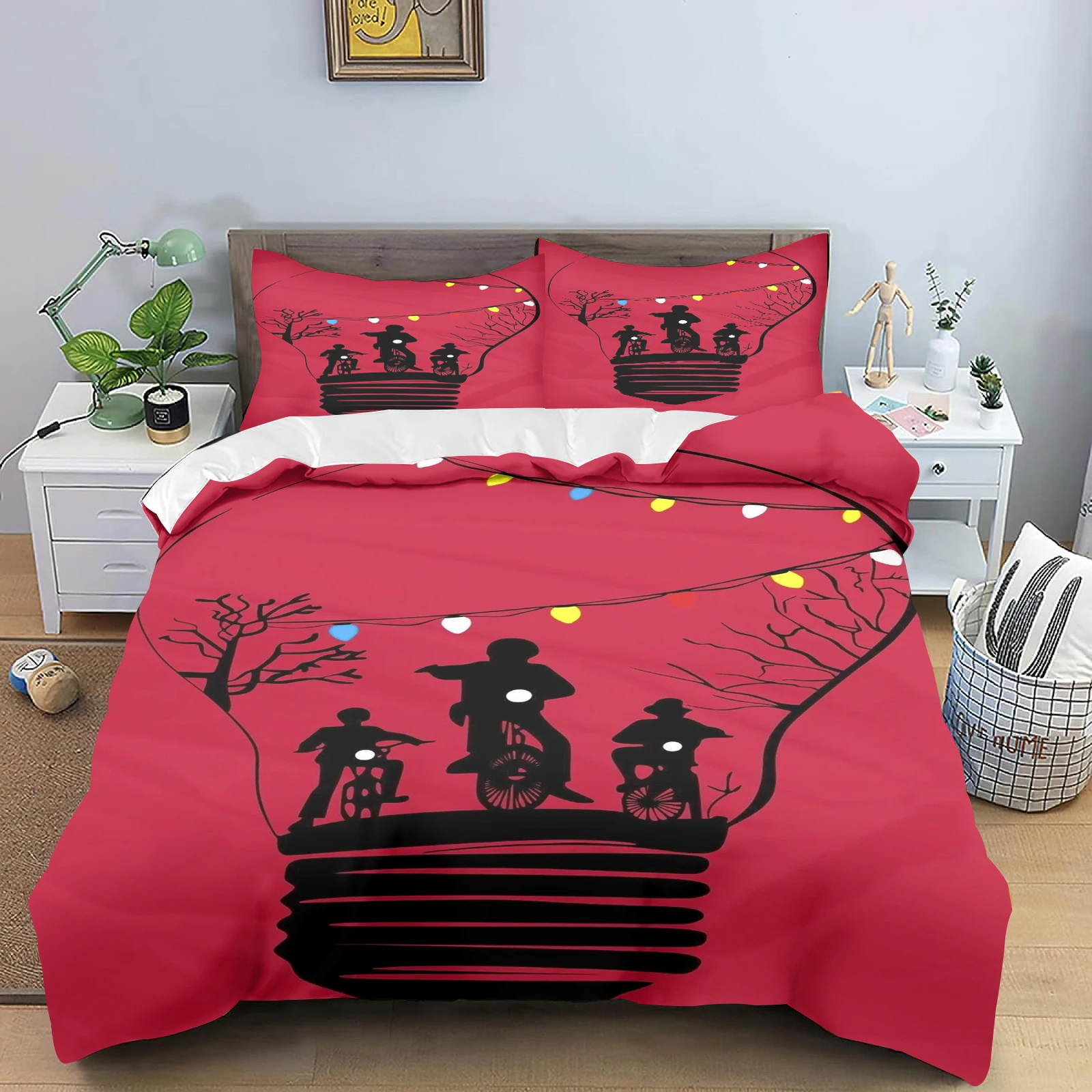 SStranger Things-3D Cartoon Duvet Cover Soft Skin-Friendly Breathable Bedding Set with Zipper for Kids Boys Girls Bedroom Decor