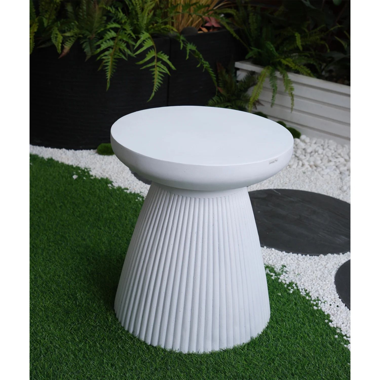 Modern Heavy Duty Decorative Garden End Table, Sturdy Patio Faux Terrazzo Accent Plant Side Table for Indoor Outdoor - 18.1