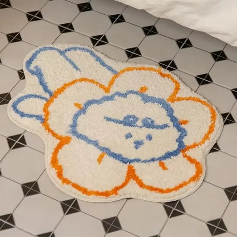 VIKAMA Hand-Painted Simple Cartoon Doormats for Bathrooms, Toilets, and Entryways—Insulating, Warm, Non-Slip and Home Decorative