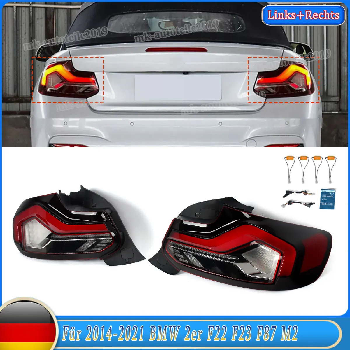 

Taillight Replace For BMW 2 Series 230i M240i 2014-2021 M2 F87 F22 F23 Sequential Rear Lamp Driving Lights LED Taillights