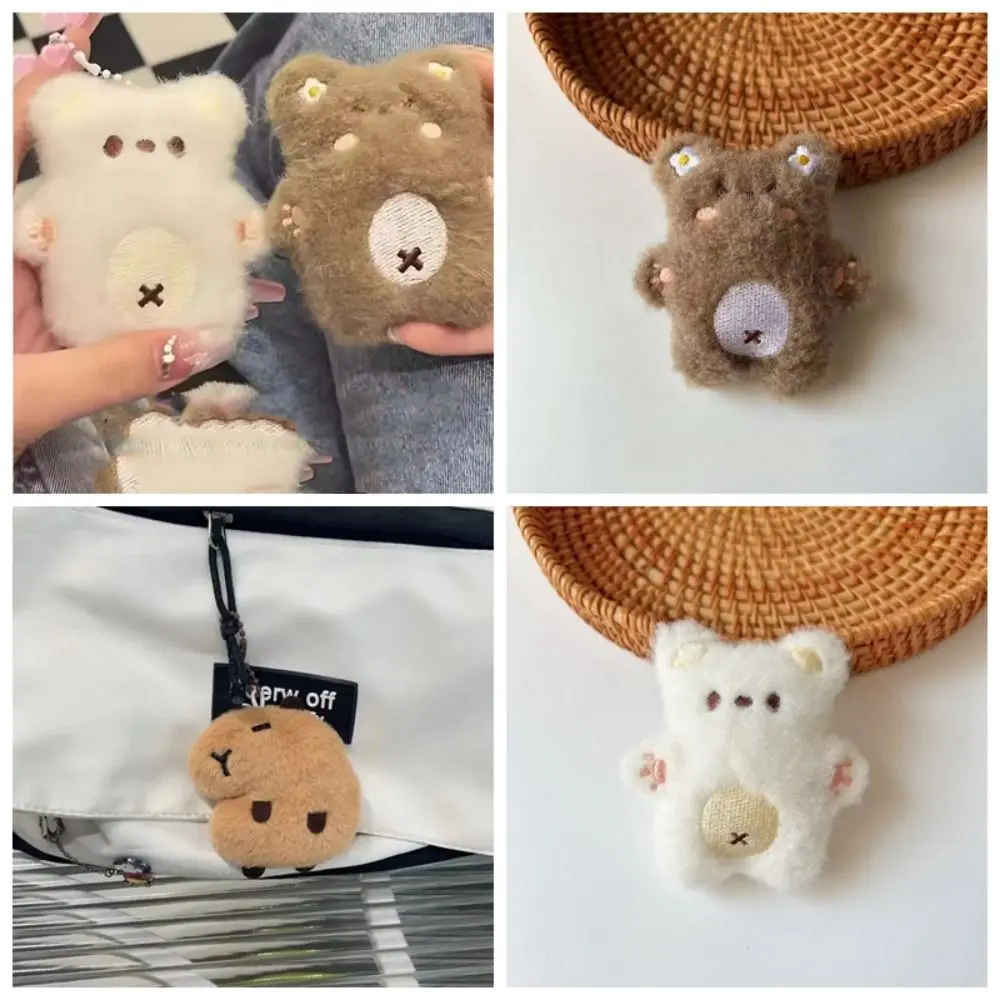 Criativo macio squeeze urso chaveiro de pelúcia pelúcia dos desenhos animados rangido urso pingente chaveiro brinquedos de pelúcia crianças