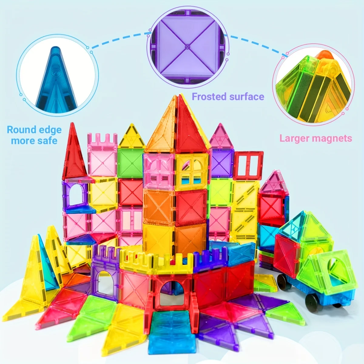 Jouets de construction magnétiques, blocs magnétiques, jouets d'empilage et de puzzle de taille moyenne, jouets magnétiques créatifs et animés