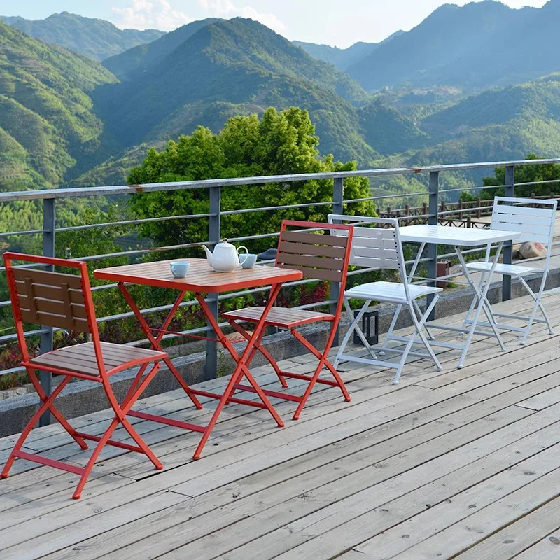 Modern simple outdoor folding table, villa courtyard casual folding table and chairs