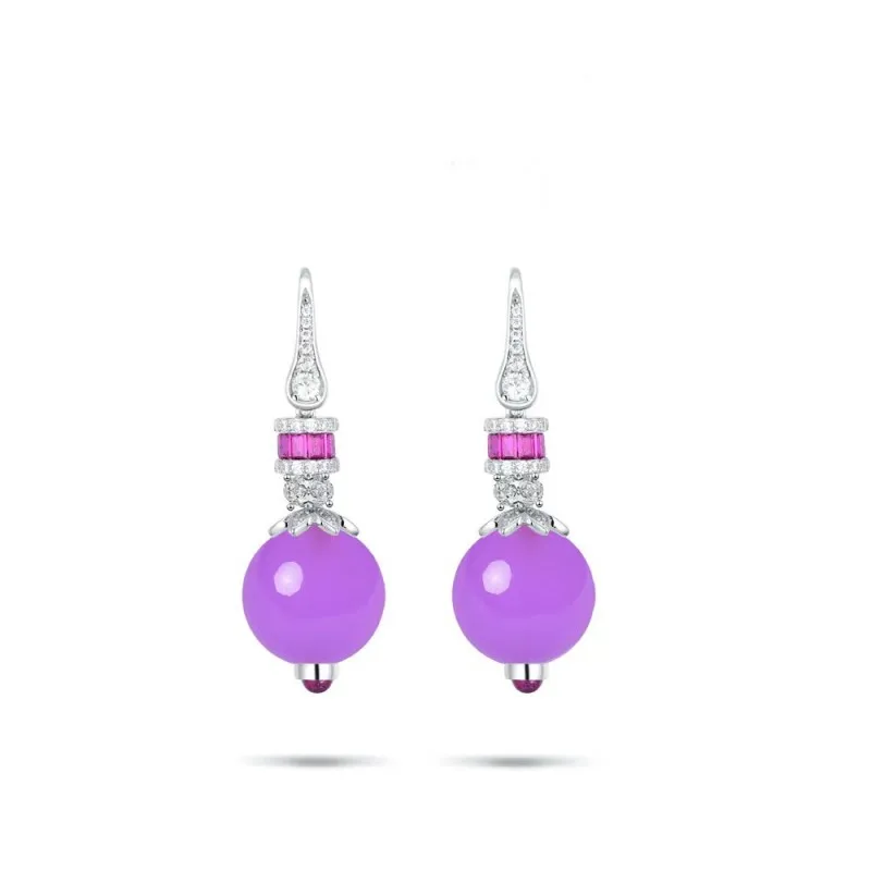 

ZOCA Luxury 925 Sterling Silver fine Purple Earring For Women Fashion Jewelry Party Wedding Engagement Christmas Gift