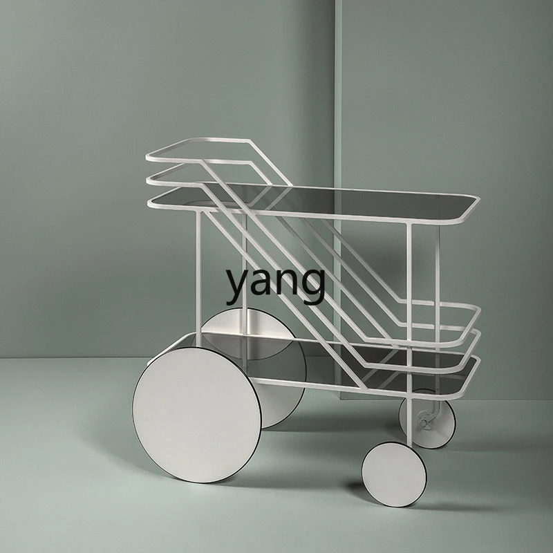 Yjq Living Room Sofa Small Table Art Device Trolley Simple Mobile Small Dining Car Corner Table