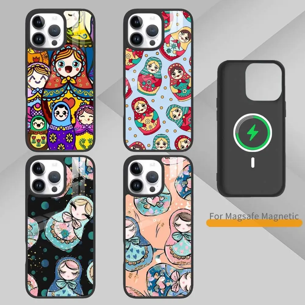 

D-Russian Dolls Matryoshka Phone Case For iPhone 14,16,15,13,17,12,Plus,Pro,Max Magnetic For Magsafe Frosted Cover