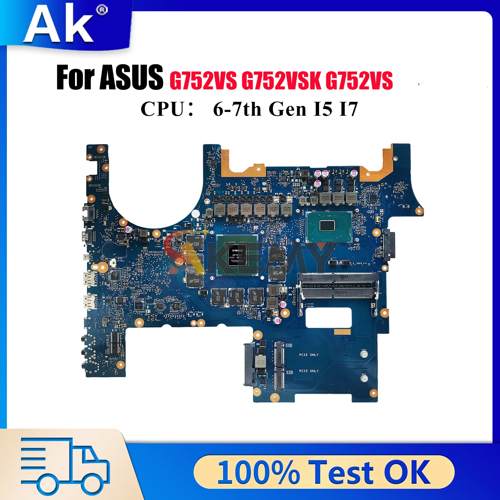 G752VS Laptop Motherboard For ASUS ROG G752VM G752VS G752VSK G752V Notebook Mainboard With I5 I7 CPU 100% Tests OK Stk