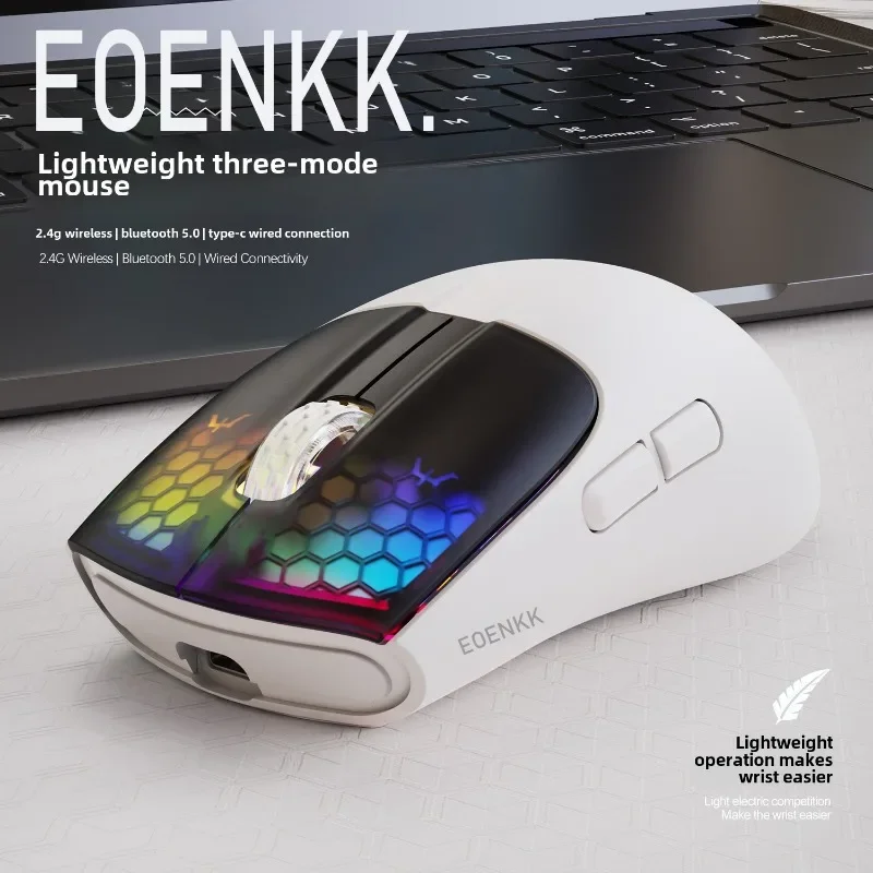 

EOENKK X5 RGB three-mode Wireless Mouse Lightweight esports Gaming Bluetooth wireless wired mouse suitable for office gaming