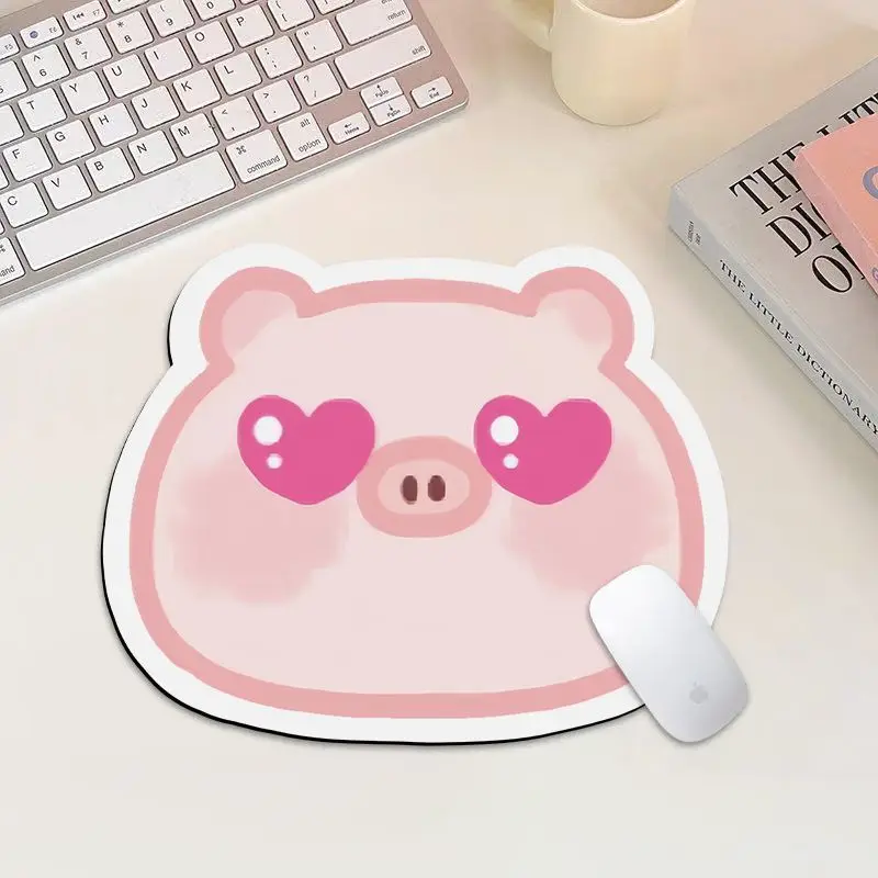 Cute Pig Expression Irregular Mouse Pad, Sweatproof Stain Resistant Desk Mat for Men & Women, Non-slip Soft Keyboard Pad for Off